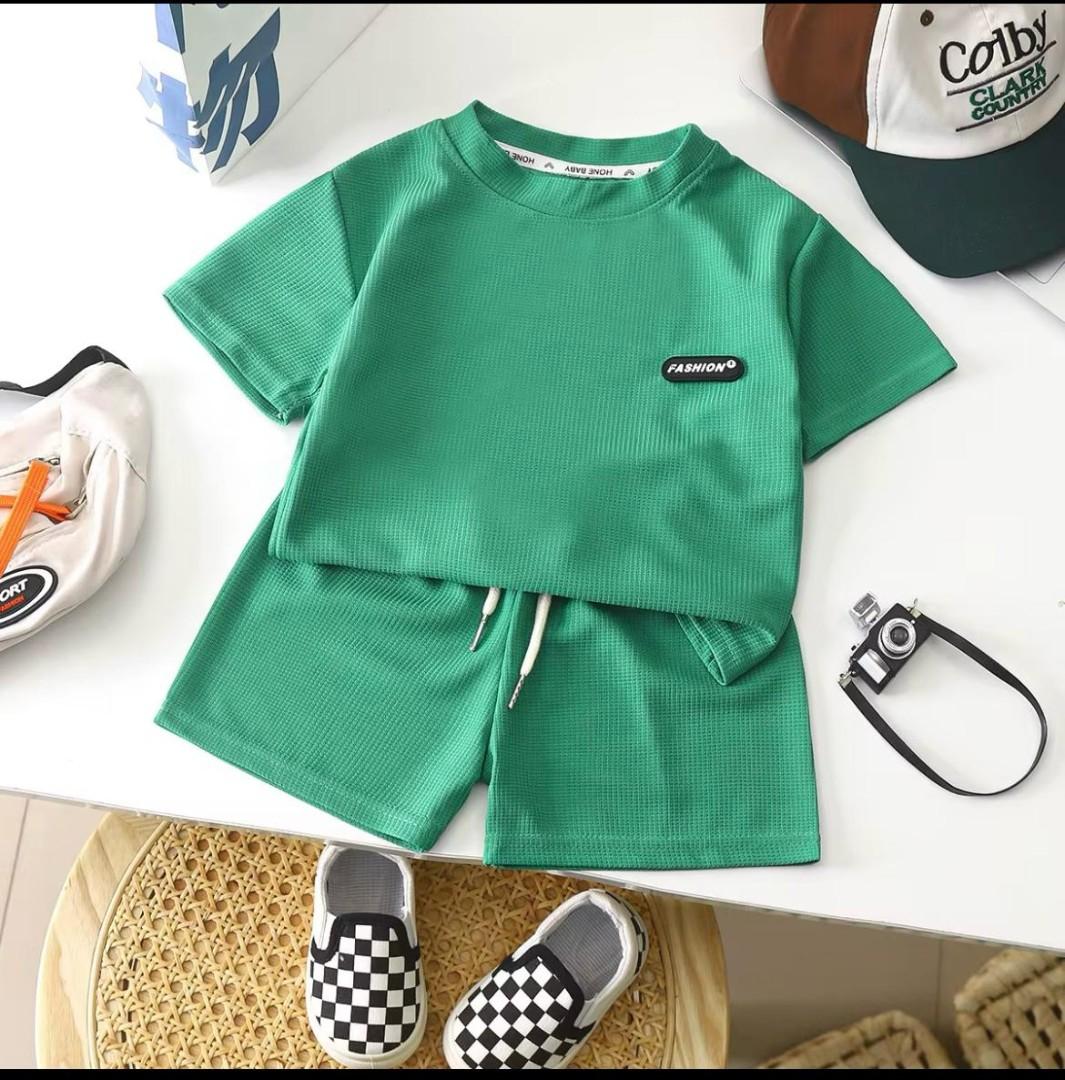 New Children's Clothing Children's Waffle Casual
 Summer Suit Wholesale