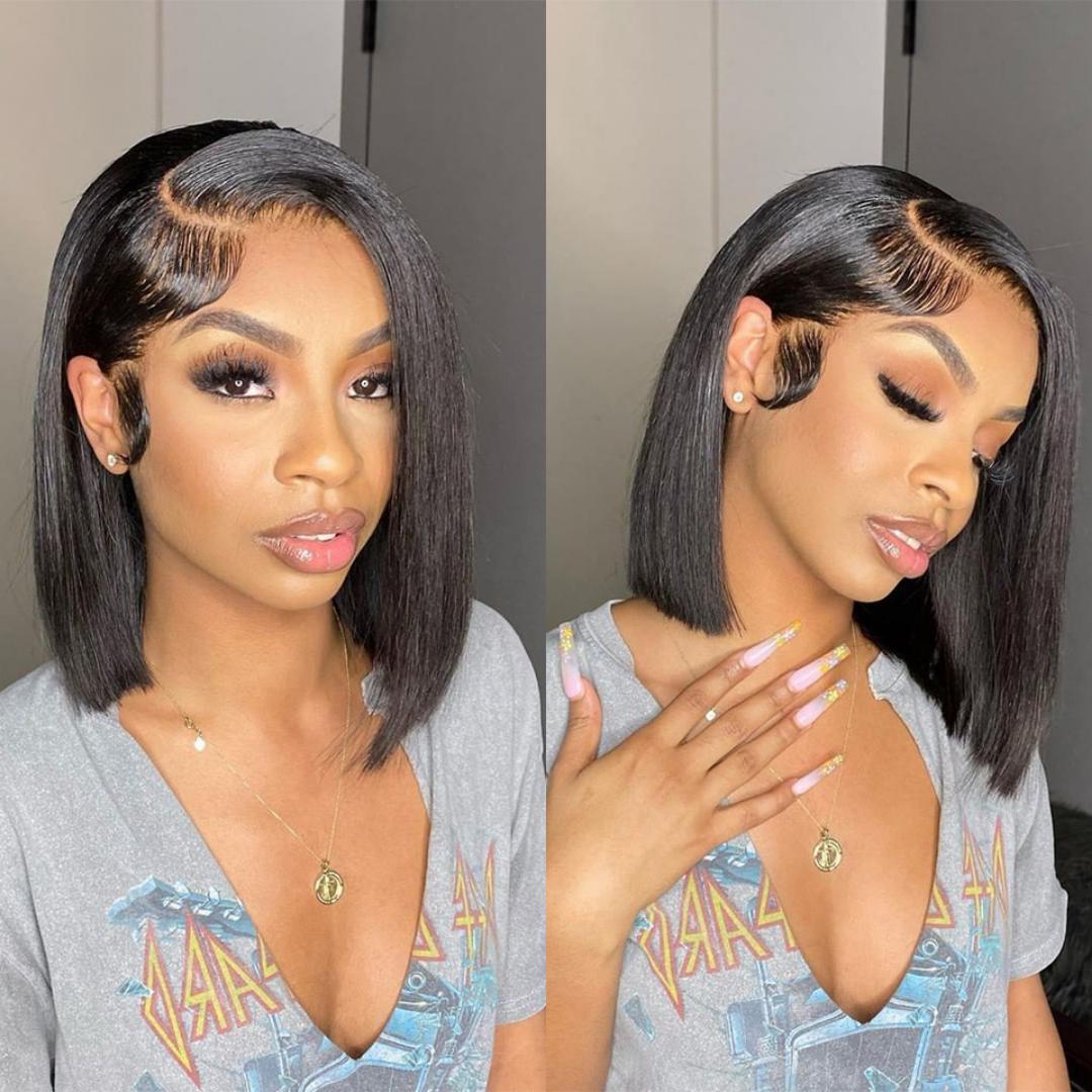 human hair bob frontal wigs
