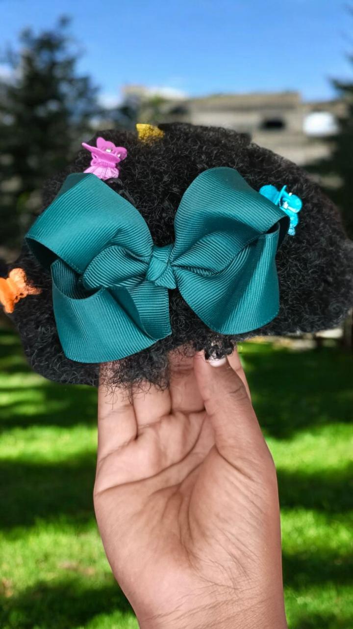 kids afro baby hair extensions with butterflies and bowtie