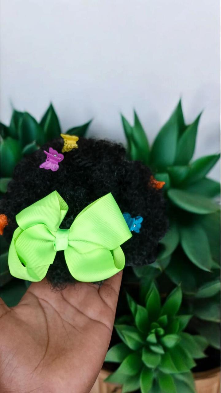kids afro baby hair extensions with butterflies and bowtie
