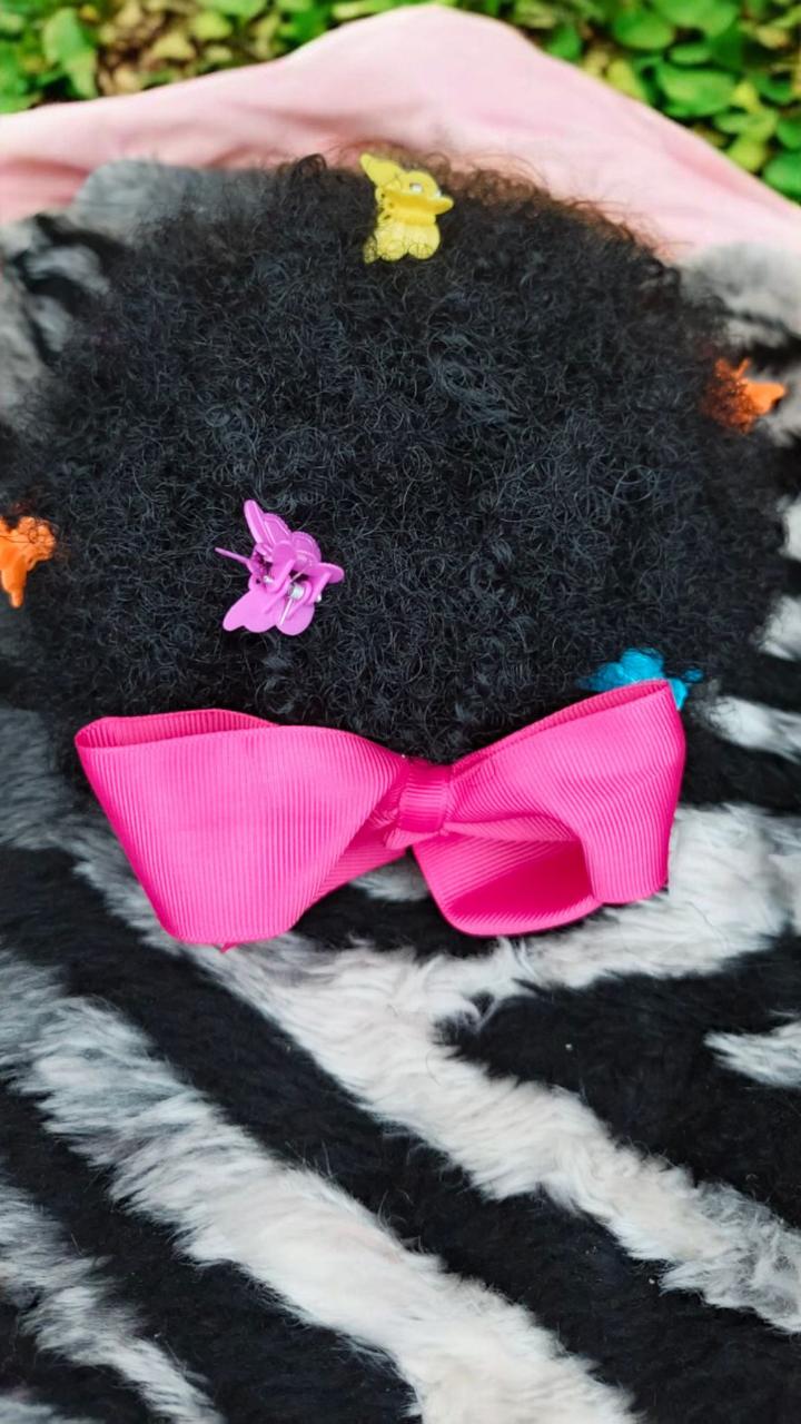 kids afro baby hair extensions with butterflies and bowtie