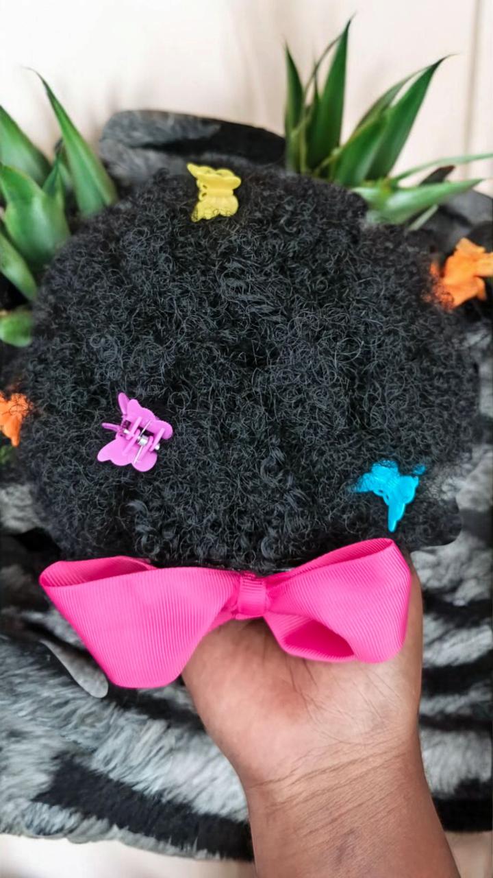 kids afro baby hair extensions with butterflies and bowtie