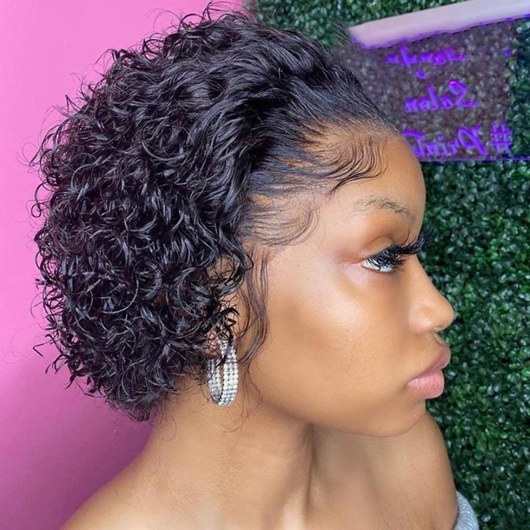 human hair pixie frontal wigs