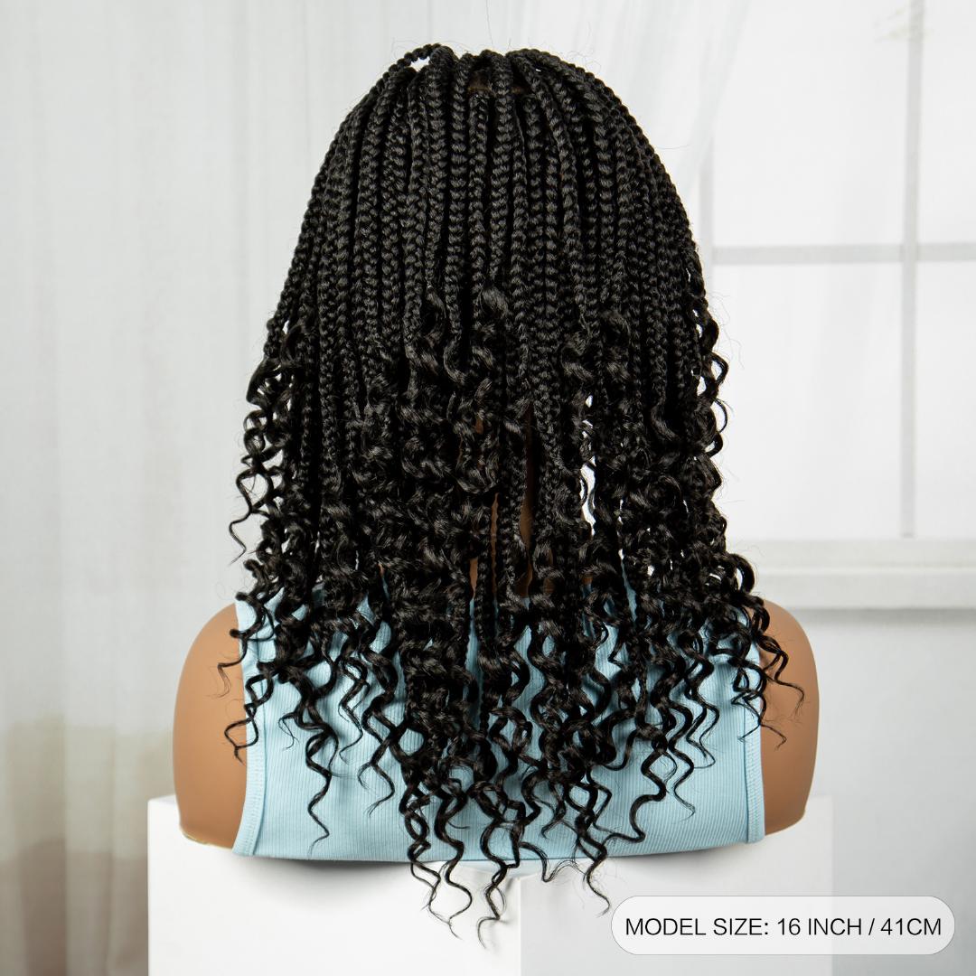 frontal braided wigs with pure human baby hair and spanish curls as the picture