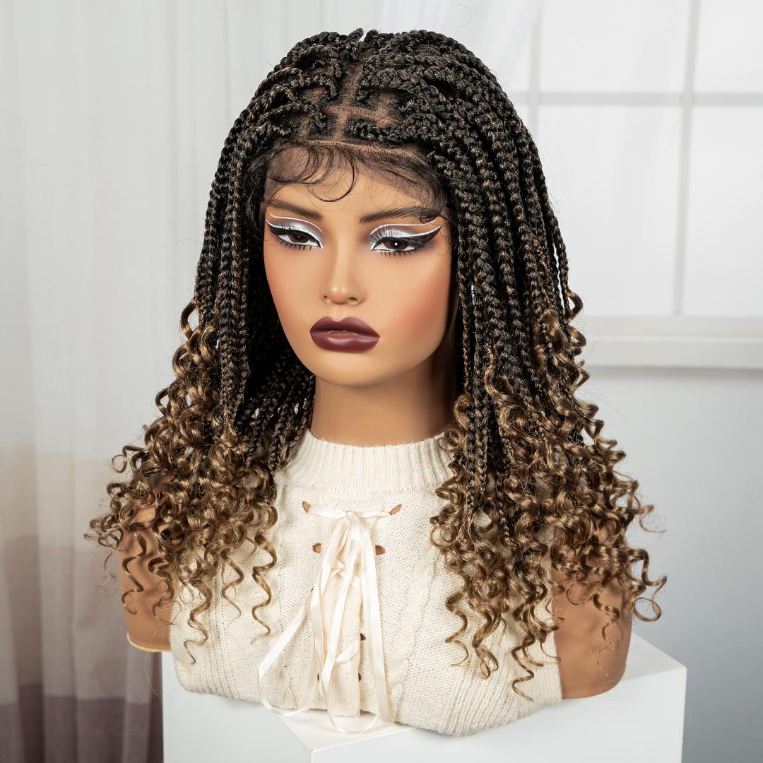 frontal braided wigs with pure human baby hair and spanish curls as the picture