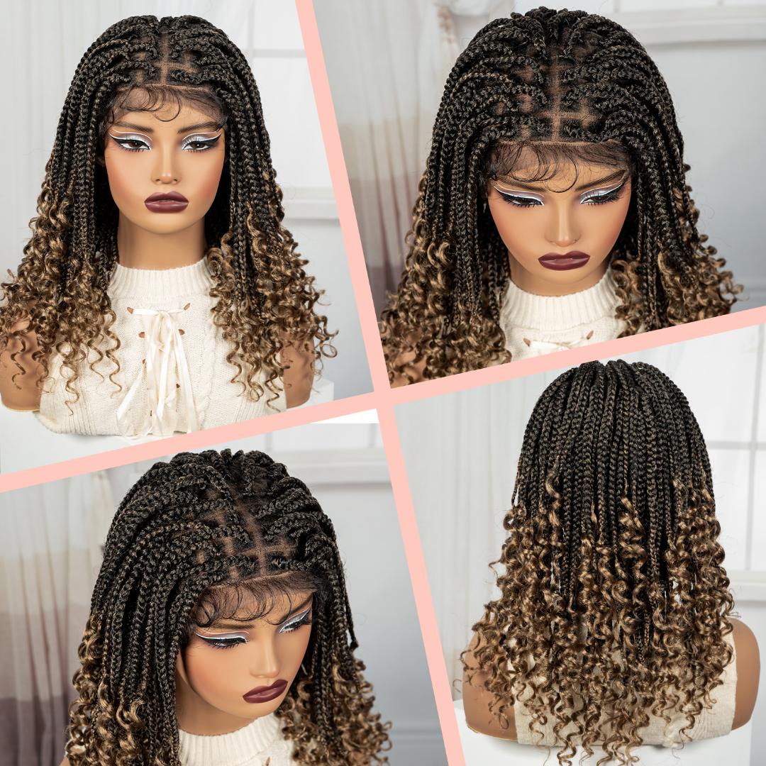 frontal braided wigs with pure human baby hair and spanish curls as the picture