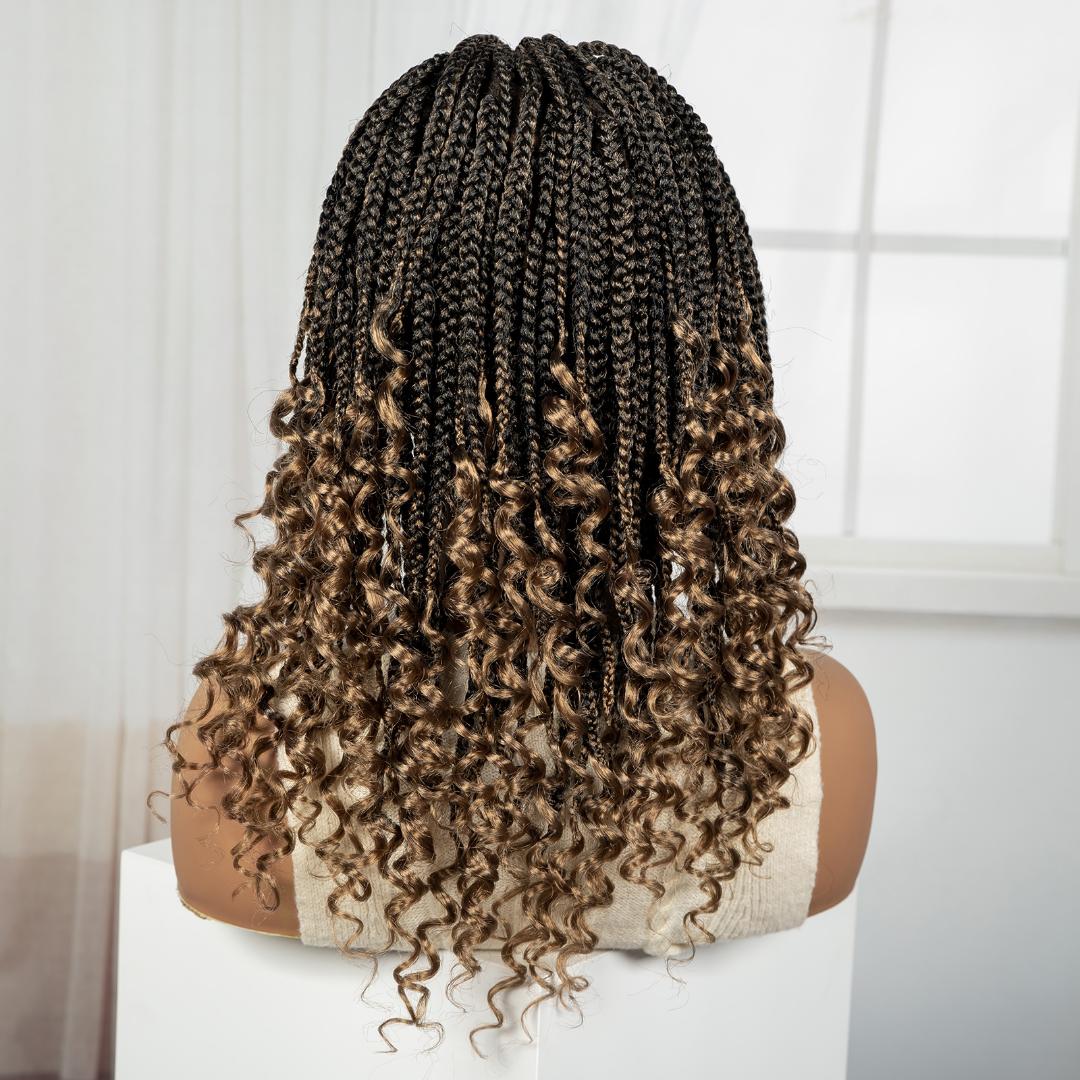 frontal braided wigs with pure human baby hair and spanish curls as the picture