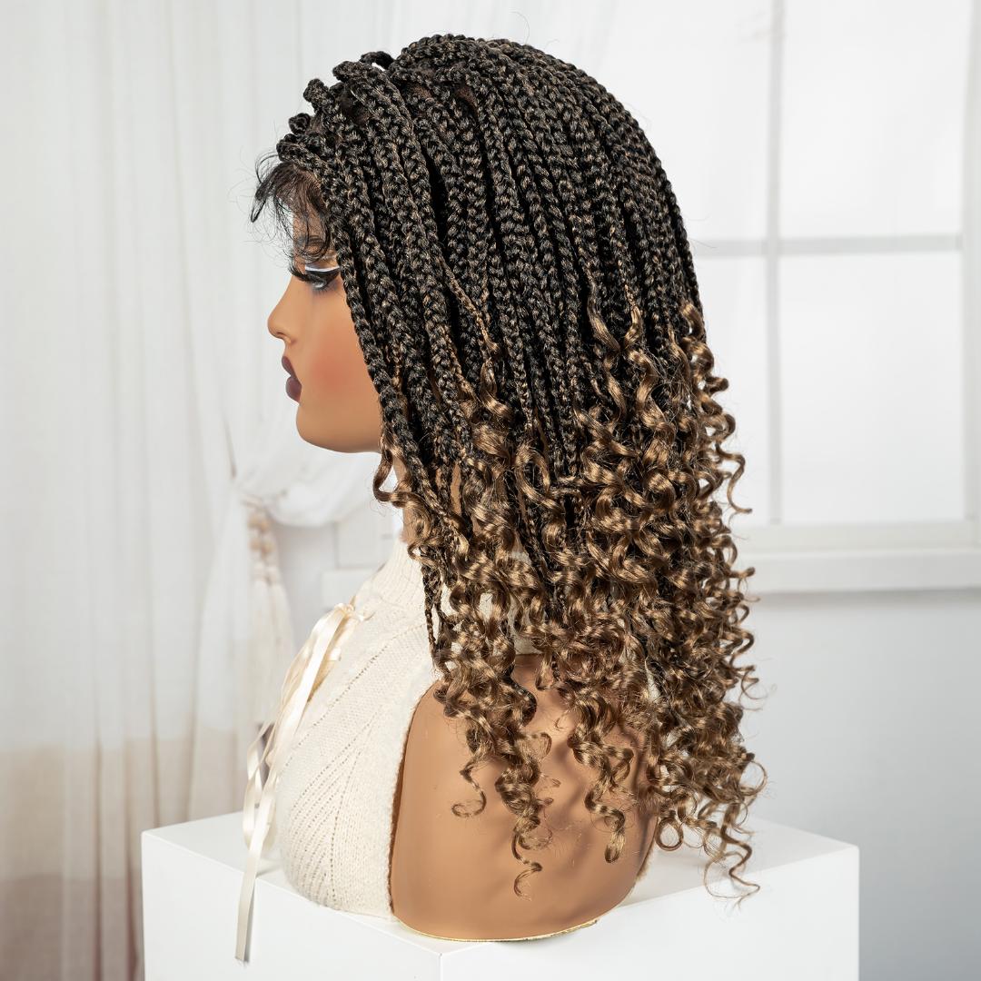frontal braided wigs with pure human baby hair and spanish curls as the picture