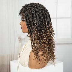 frontal braided wigs with pure human baby hair and spanish curls as the picture