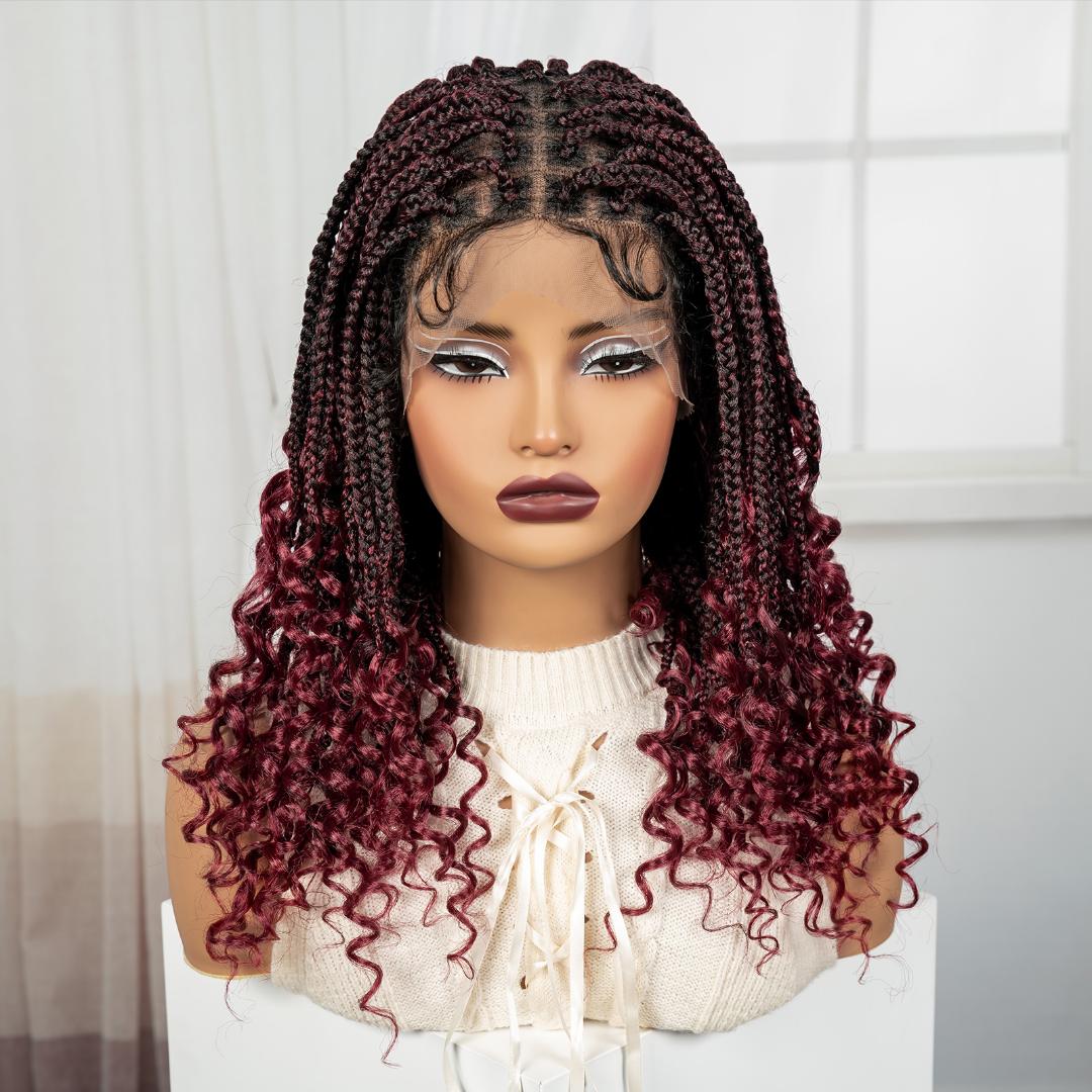 frontal braided wigs with pure human baby hair and spanish curls as the picture