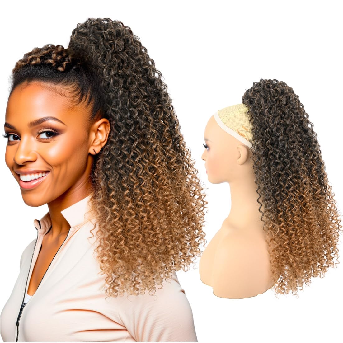 ladies curly  ponytail hair extensions