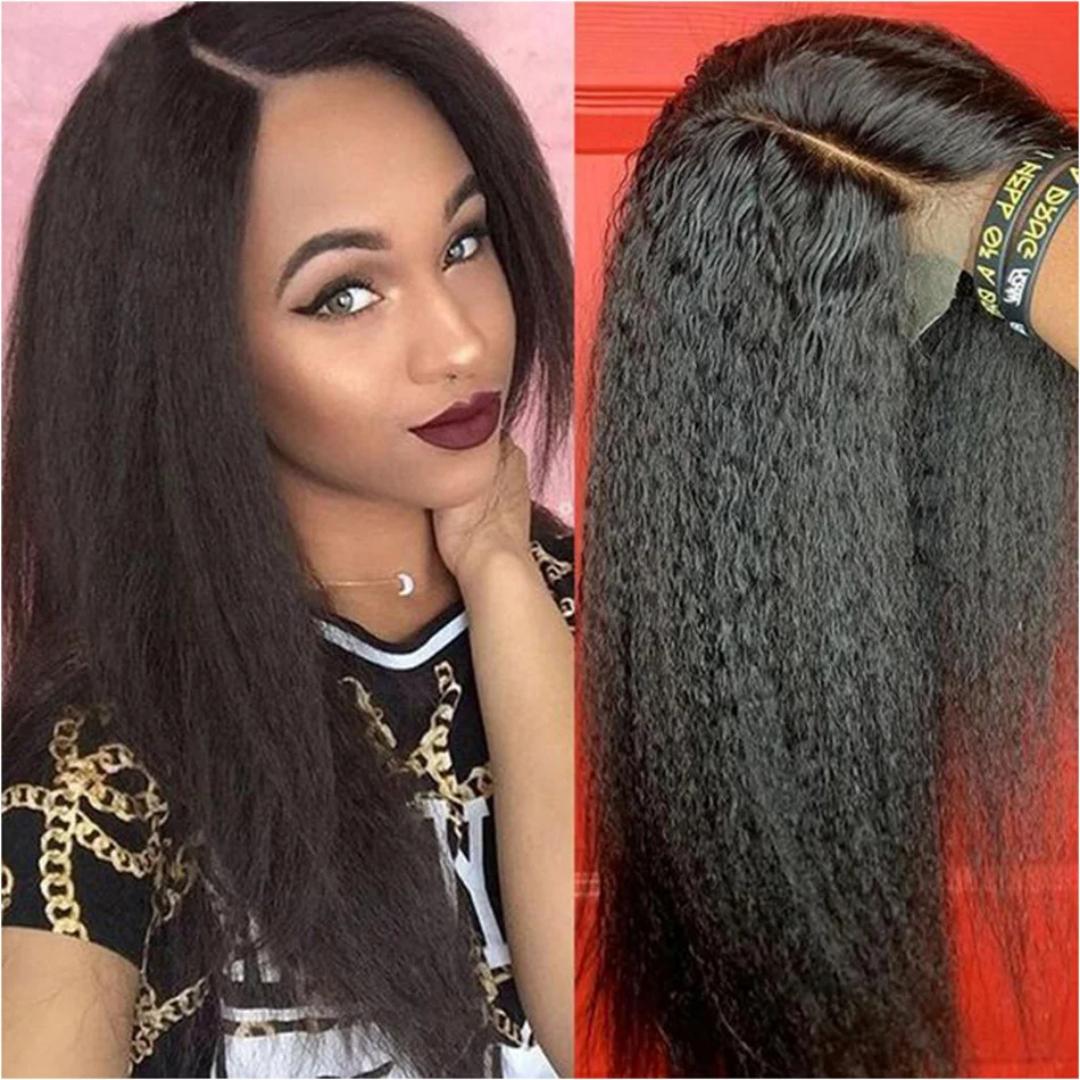 natural kinky  straight frontal  lace wigs