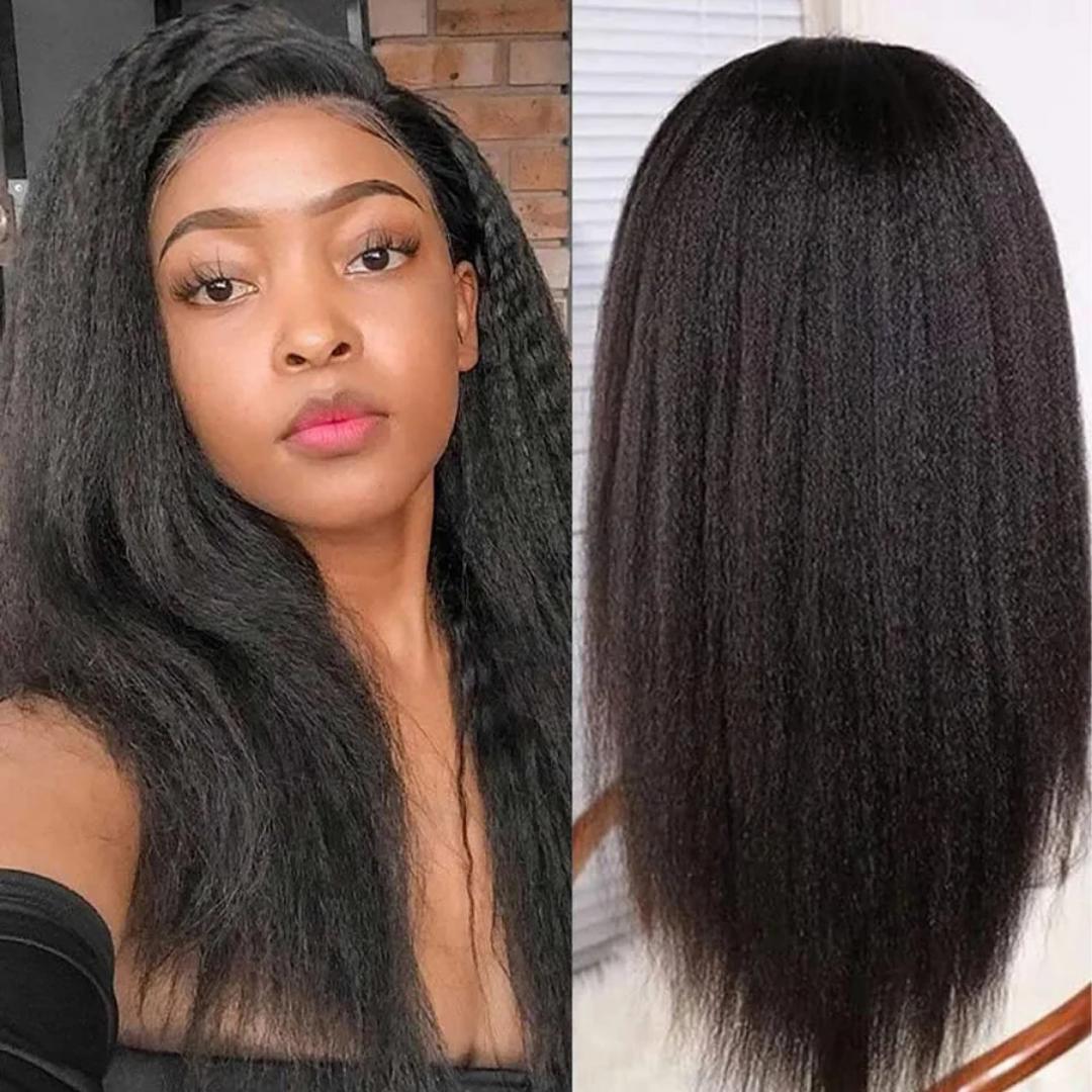 natural kinky  straight frontal  lace wigs