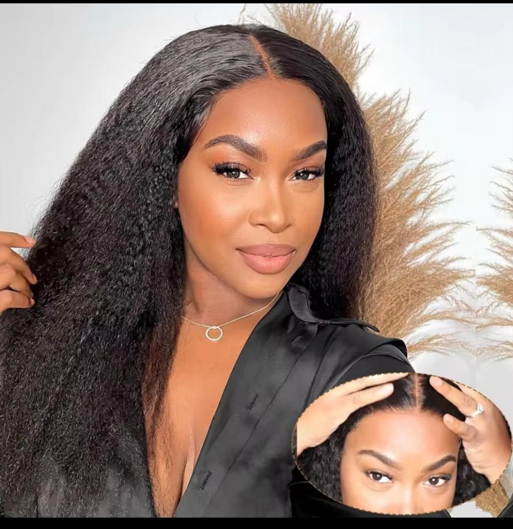 natural kinky  straight frontal  lace wigs