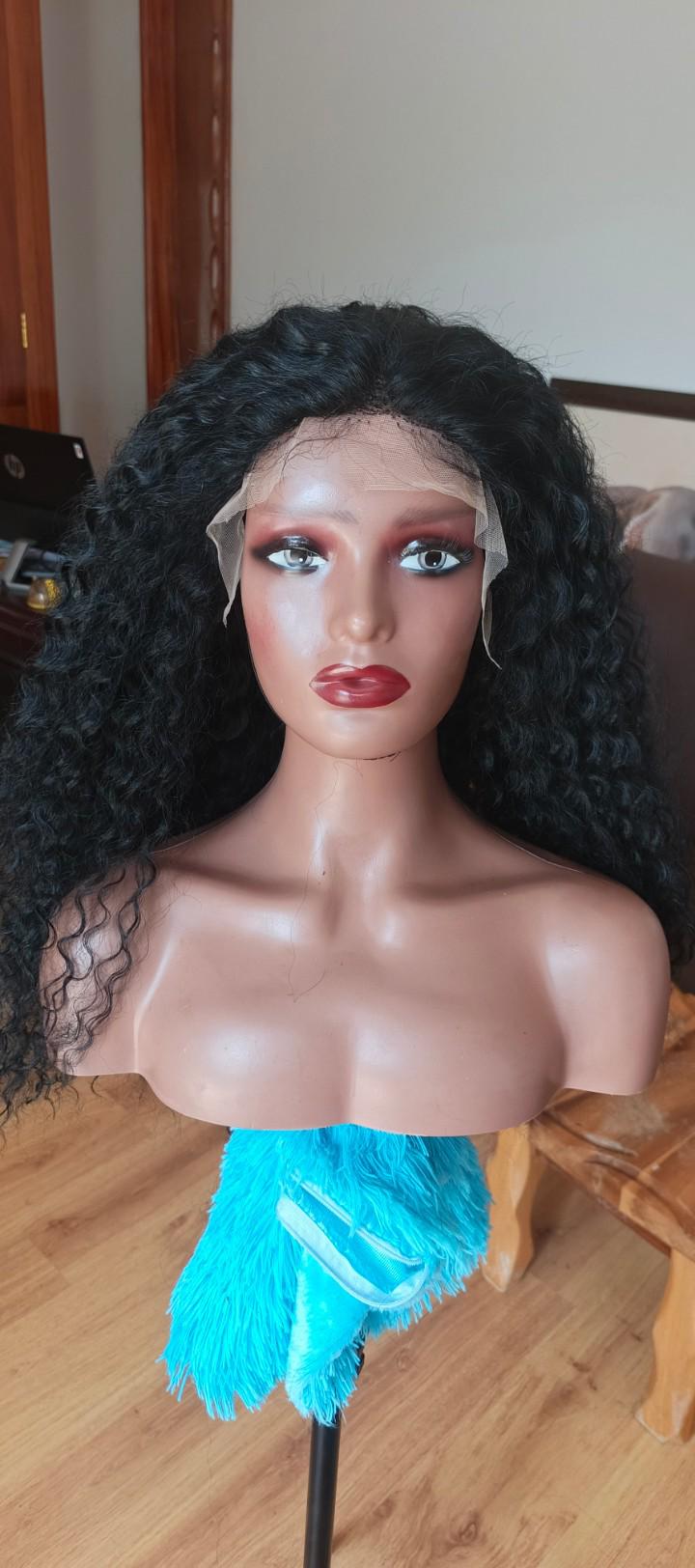 water  wave human  hair blend  wig frontal