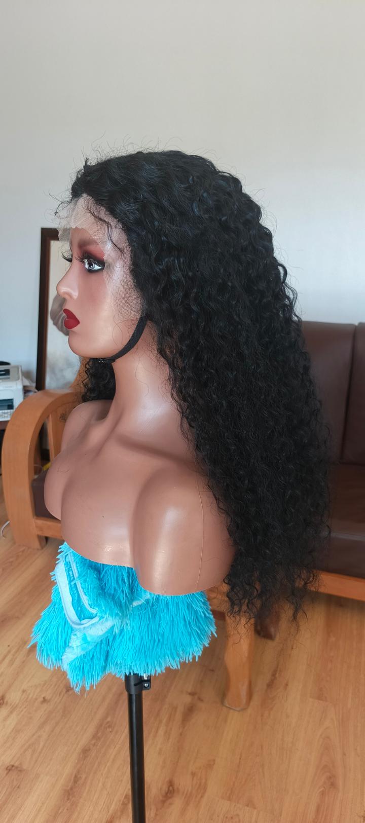 water  wave human  hair blend  wig frontal