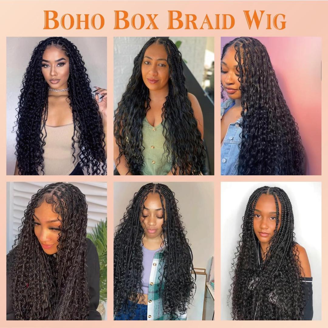 boho box braid frontal wigs
