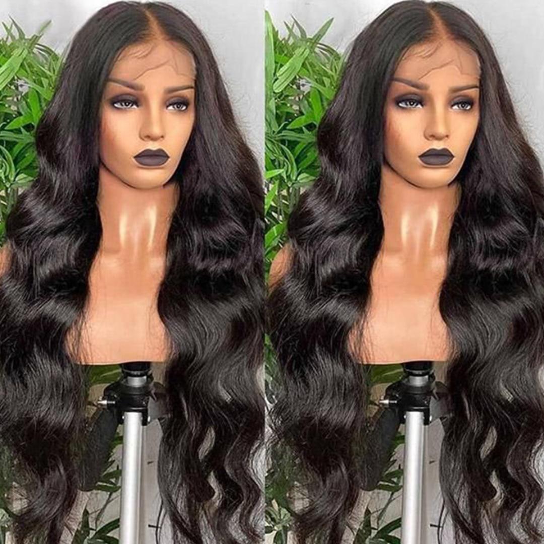 frontal  semi human  loose wave wig with baby hairs as the picture