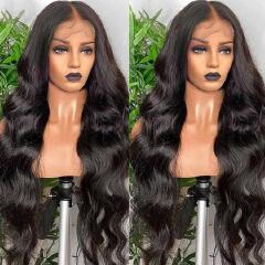 frontal  semi human  loose wave wig with baby hairs as the picture