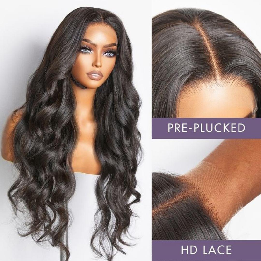 frontal  semi human  loose wave wig with baby hairs as the picture