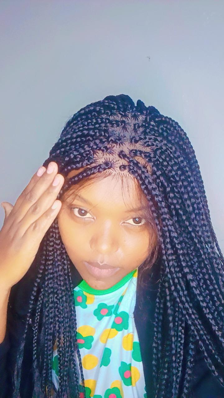 braided  frontal wigs with pure human  baby hairs as shown in the picture