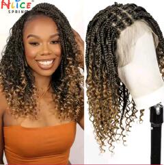 frontal braided wigs with pure human baby hair and spanish curls as the picture