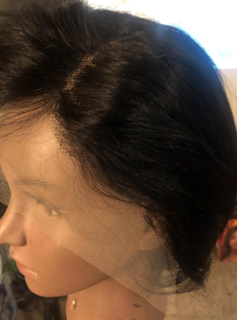 full frontal Bob Wig  semi Human Hair 180% Density HD Transparent Lace Front Wigs semi Human Hair Short Bob Pre Plucked Straight Wigs semi Human Hair for Women Natural Black Color 10 Inch