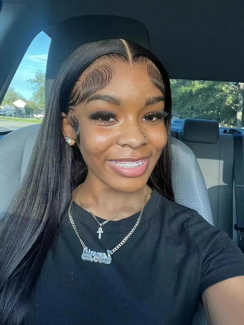 full  Lace Front Wigs semi Human Hair for Women 180 Density HD Transparent 24 Inch Straight Lace Front Wigs Human Hair Pre Plucked Glueless Lace Frontal Wigs Natural Black Color