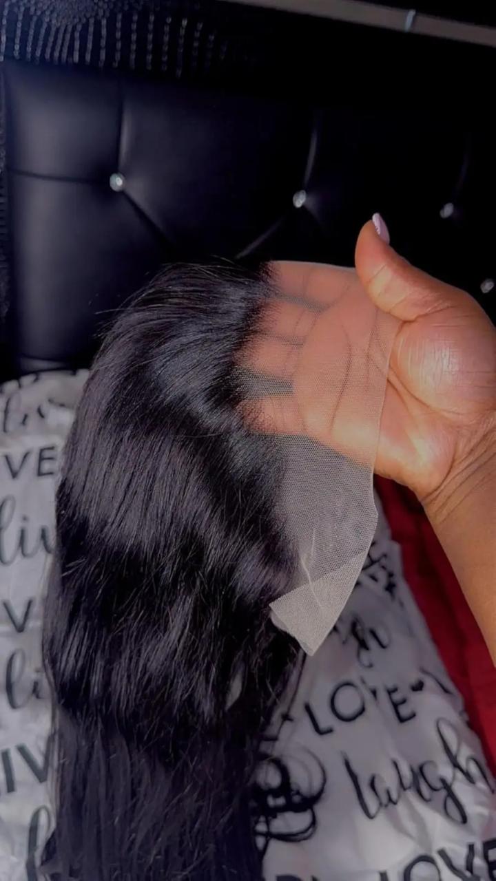 full  Lace Front Wigs semi Human Hair for Women 180 Density HD Transparent 24 Inch Straight Lace Front Wigs Human Hair Pre Plucked Glueless Lace Frontal Wigs Natural Black Color