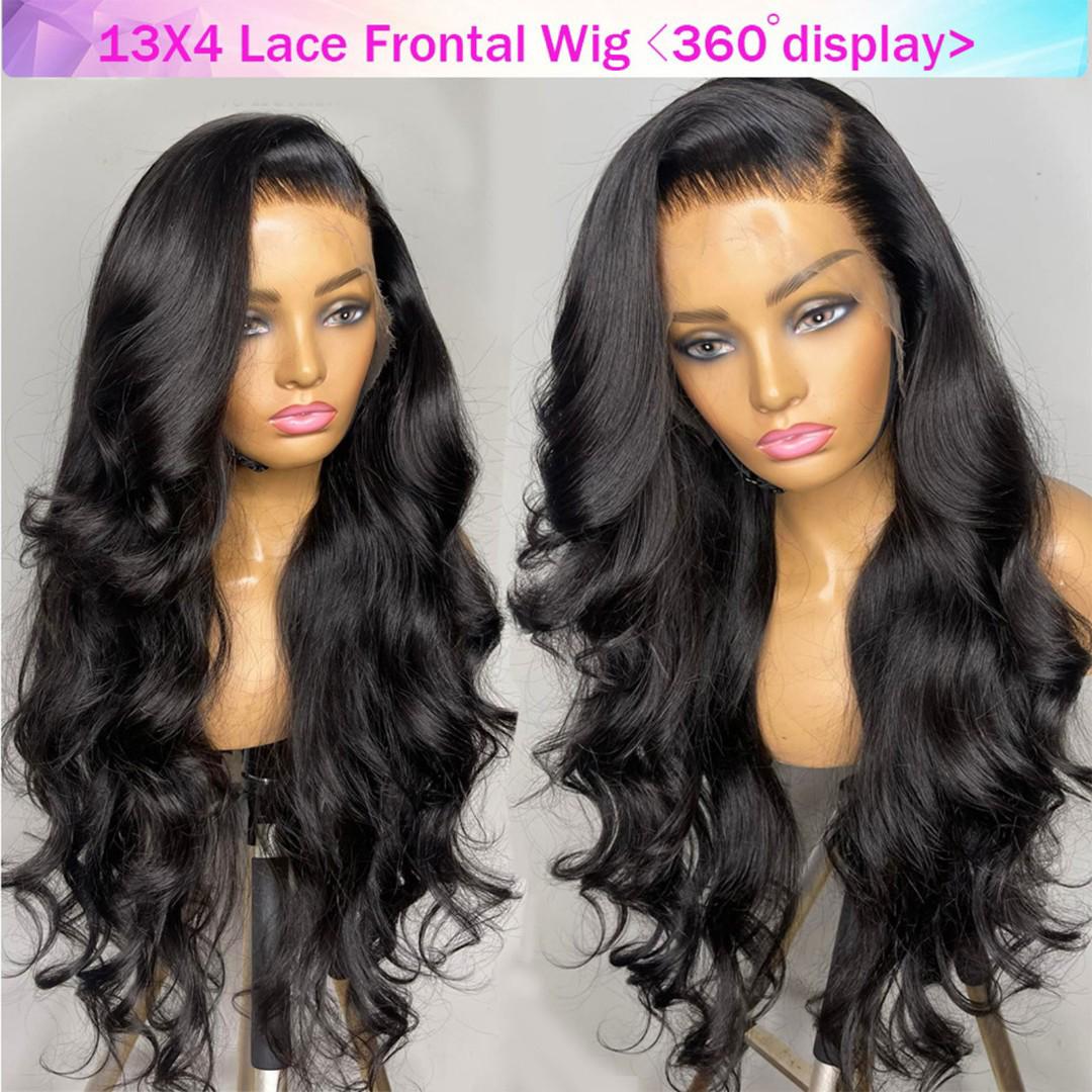 13*4 full frontal loose wave wigs, pure and best  blend frontal wigs, with pure human hair baby  hairs and with versatile styles. glueless HD wig