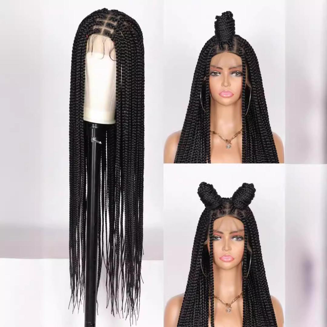 Knotless Braided Wigs for Women Box Braid Wig Braided Lace Front Wigs 13X4" HD Lace Front Braided Wigs with Baby Hair Premium Synthetic Braid Wig Natural Long Black