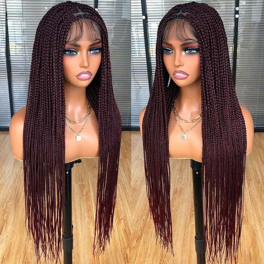 Knotless Braided Wigs for Women Box Braid Wig Braided Lace Front Wigs 13X4" HD Lace Front Braided Wigs with Baby Hair Premium Synthetic Braid Wig Natural Long Black