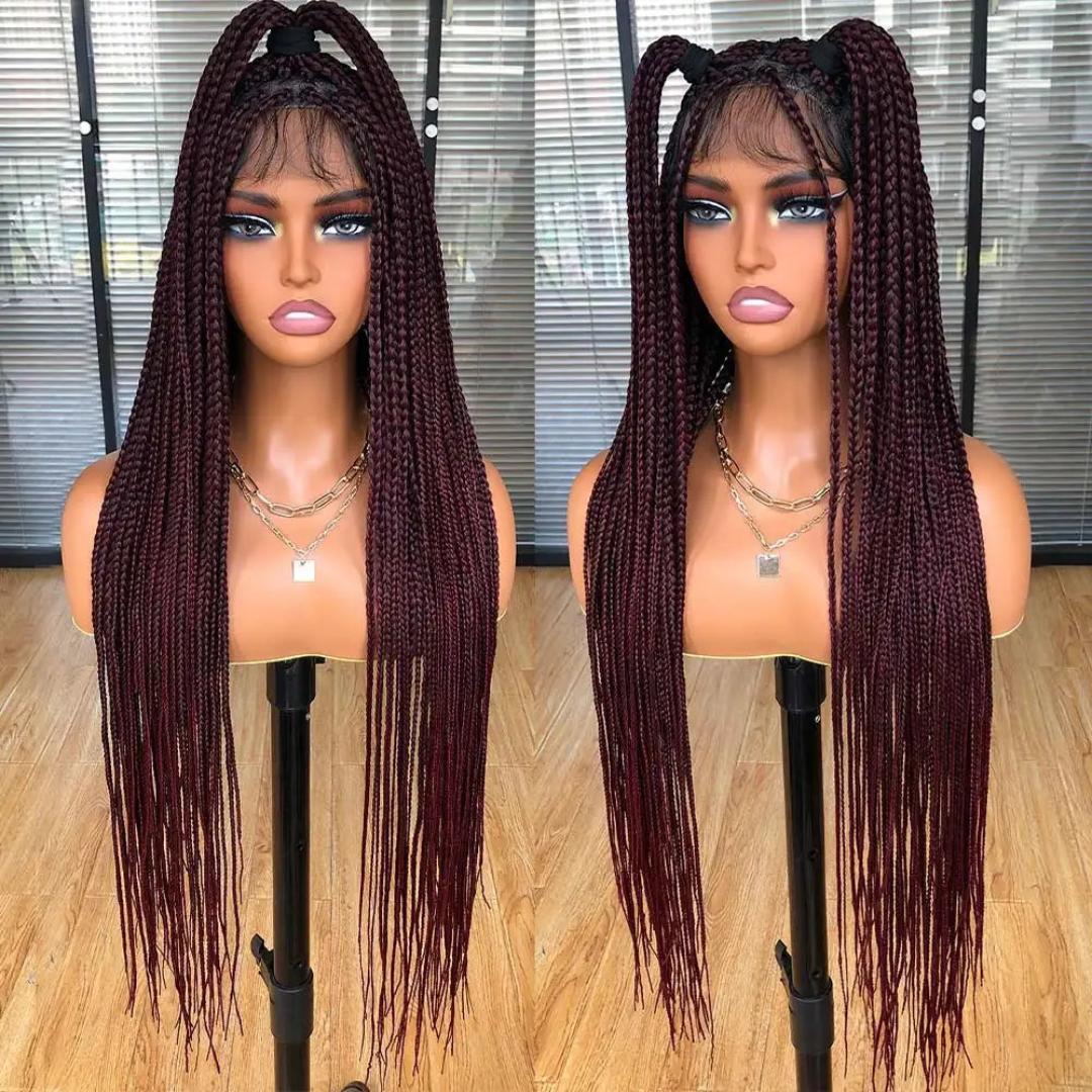 Knotless Braided Wigs for Women Box Braid Wig Braided Lace Front Wigs 13X4" HD Lace Front Braided Wigs with Baby Hair Premium Synthetic Braid Wig Natural Long Black