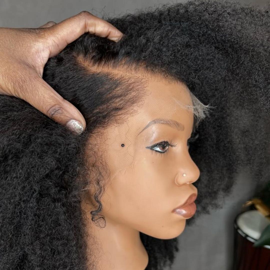 Kinky Straight Lace Front Wigs semi Human Hair Pre Plucked With Baby Hair 180% Density Yaki Straight 13x4 Transparent HD Glueless Lace Wig semi Human Hair Wigs For Black Women 24 Inch