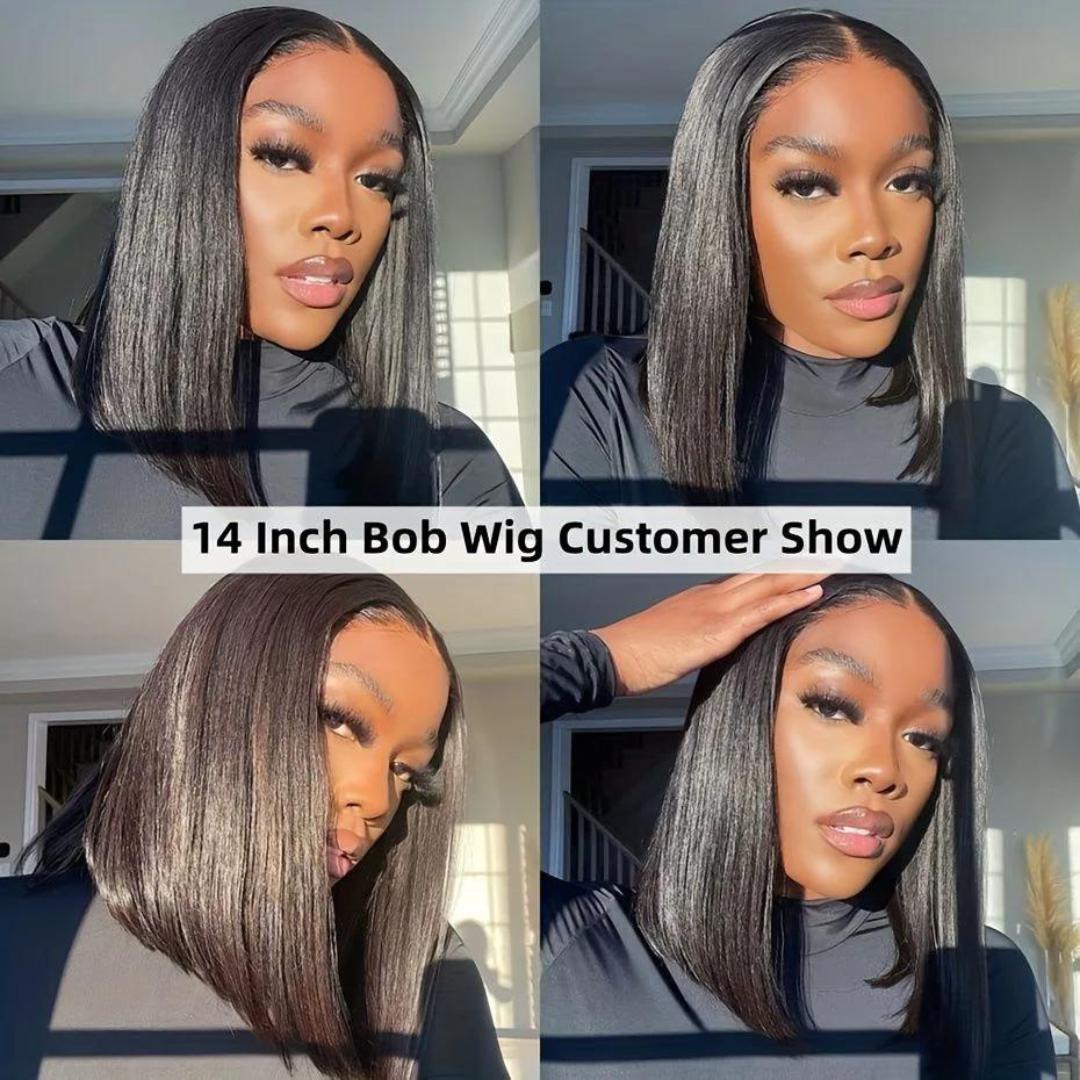 Short Bob Wig semi Human Hair Straight 13x3 Lace Front Wig semi Human Hair Bob Wigs for Black Women Glueless 180 Density Black Wig 13 Inch