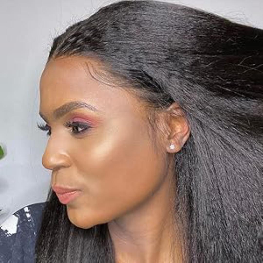 Kinky Straight Lace Front Wigs semi Human Hair Pre Plucked With Baby Hair 180% Density Yaki Straight 13x4 Transparent HD Glueless Lace Wig semi Human Hair Wigs For Black Women 24 Inch