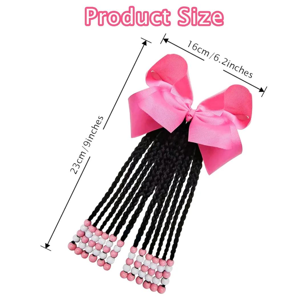 Kids Ponytail Extension With Beads Box Braids Hair Extensions For Kiddie Synthetic Hairpieces With Bows Protective Easy Fashion Hairstyle For Baby Girls Toddler Gift
