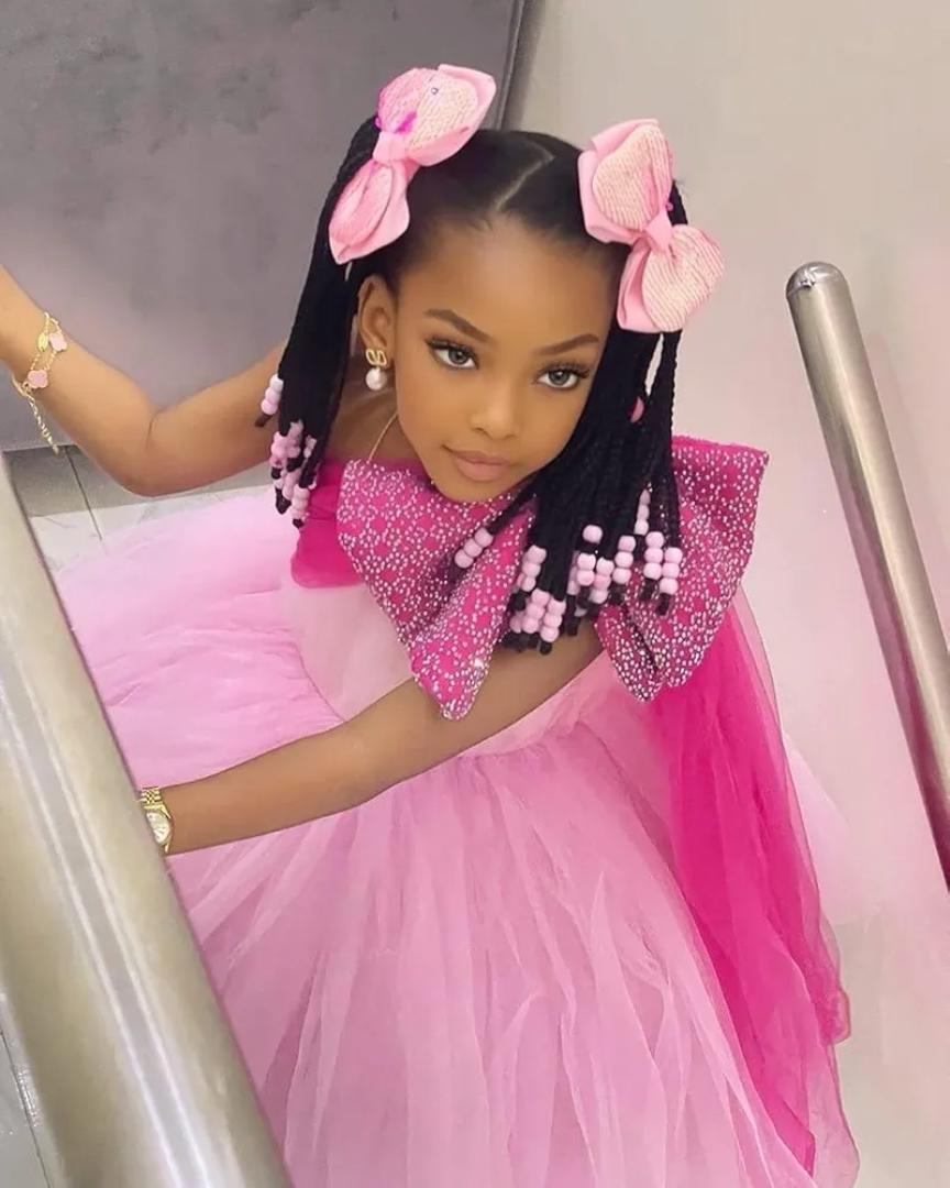 Kids Ponytail Extension With Beads Box Braids Hair Extensions For Kiddie Synthetic Hairpieces With Bows Protective Easy Fashion Hairstyle For Baby Girls Toddler Gift