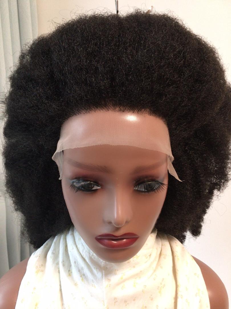 Afro Kinky Frontal Wig HD Lace Front Kinky Curly Wig for Women 180% Density Pre Plucked With Baby Hair Afro Kinky Curly semi Human Hair Wig 20Inch Kinky Curly HD Lace Front wig.