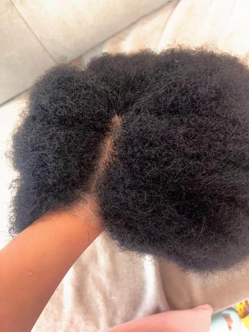 Afro Kinky Frontal Wig HD Lace Front Kinky Curly Wig for Women 180% Density Pre Plucked With Baby Hair Afro Kinky Curly semi Human Hair Wig 20Inch Kinky Curly HD Lace Front wig.
