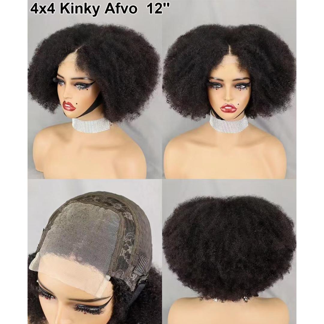 Afro Kinky Frontal Wig HD Lace Front Kinky Curly Wig for Women 180% Density Pre Plucked With Baby Hair Afro Kinky Curly semi Human Hair Wig 20Inch Kinky Curly HD Lace Front wig.