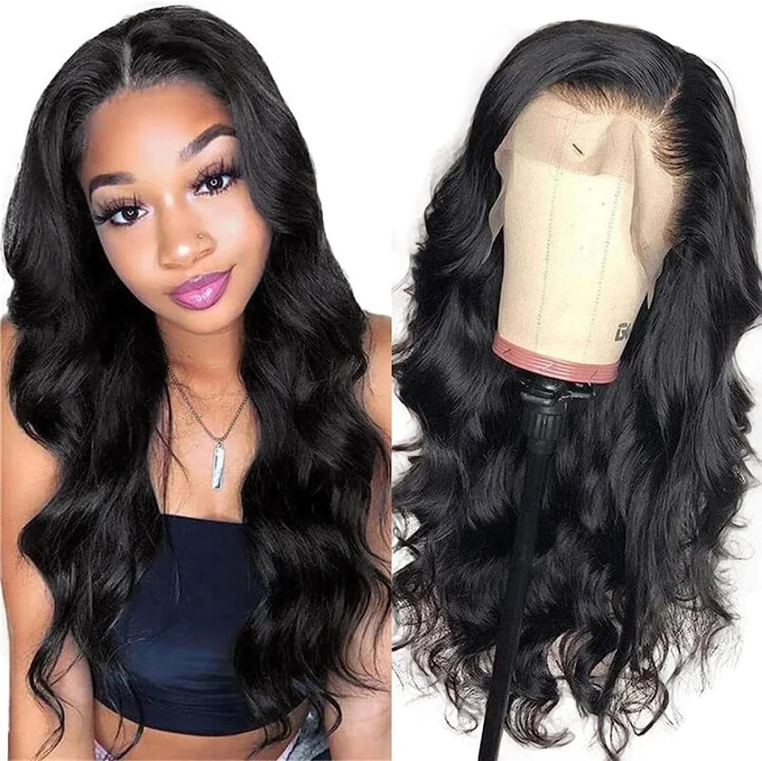 full frontal wavy semi human wigs, 13*4*2 frontal with T part, versatile styles. with pre plucked baby hairs.