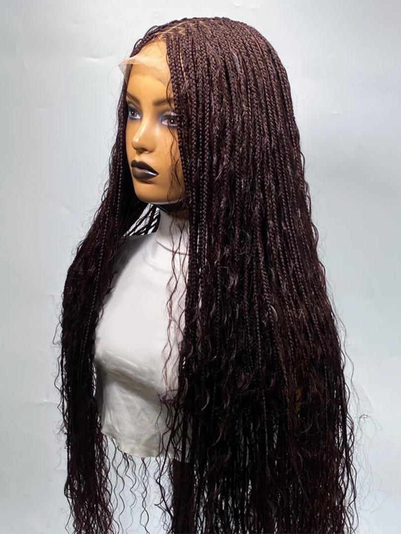 deep frontal boho braided knotless wigs,  with baby hairs