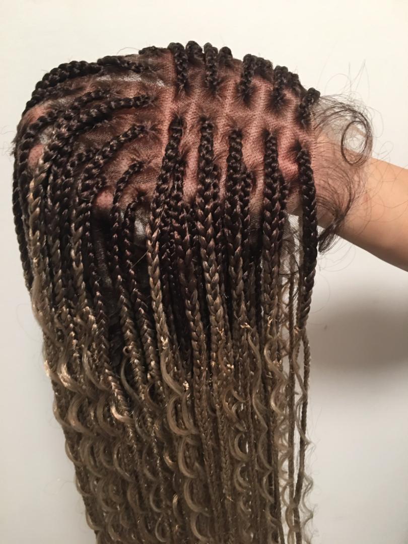 deep frontal boho braided knotless wigs,  with baby hairs