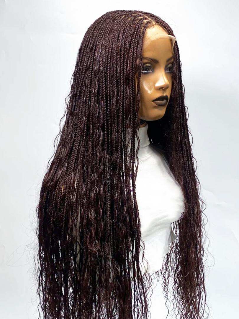 deep frontal boho braided knotless wigs,  with baby hairs