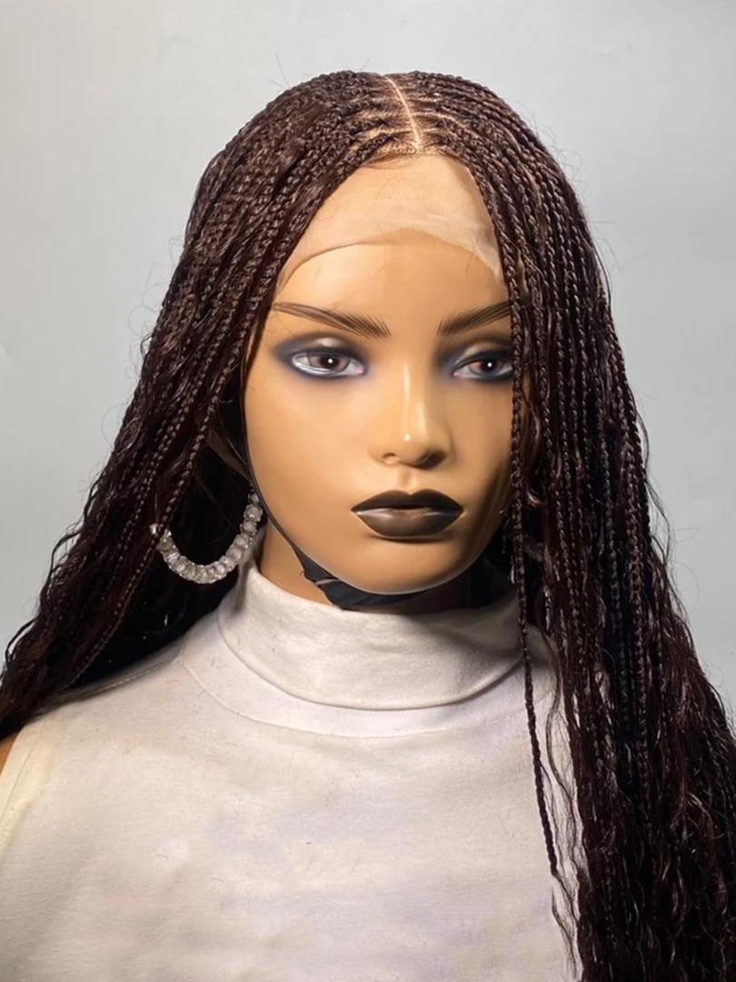 deep frontal boho braided knotless wigs,  with baby hairs
