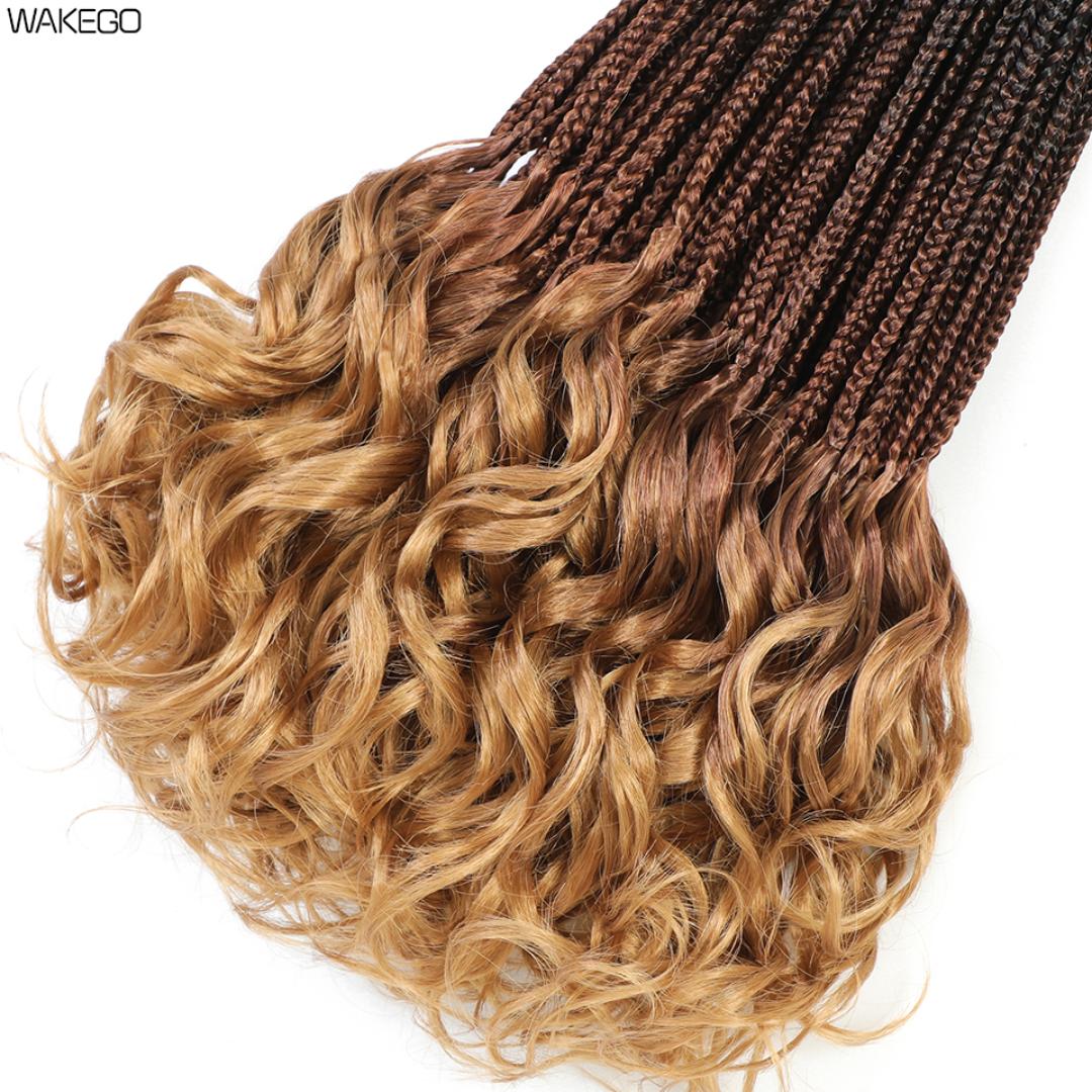 French Curl Crochet Braids 20 Inch Goddess Box Braids Crochet Hair for Women 8 Packs Pre Looped Crochet Box Braid with Curly Ends Synthetic French Curly Braiding Hair Extensions 8 packs