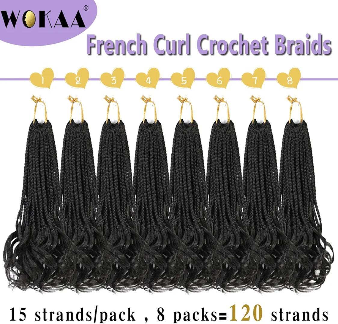French Curl Crochet Braids 20 Inch Goddess Box Braids Crochet Hair for Women 8 Packs Pre Looped Crochet Box Braid with Curly Ends Synthetic French Curly Braiding Hair Extensions 8 packs
