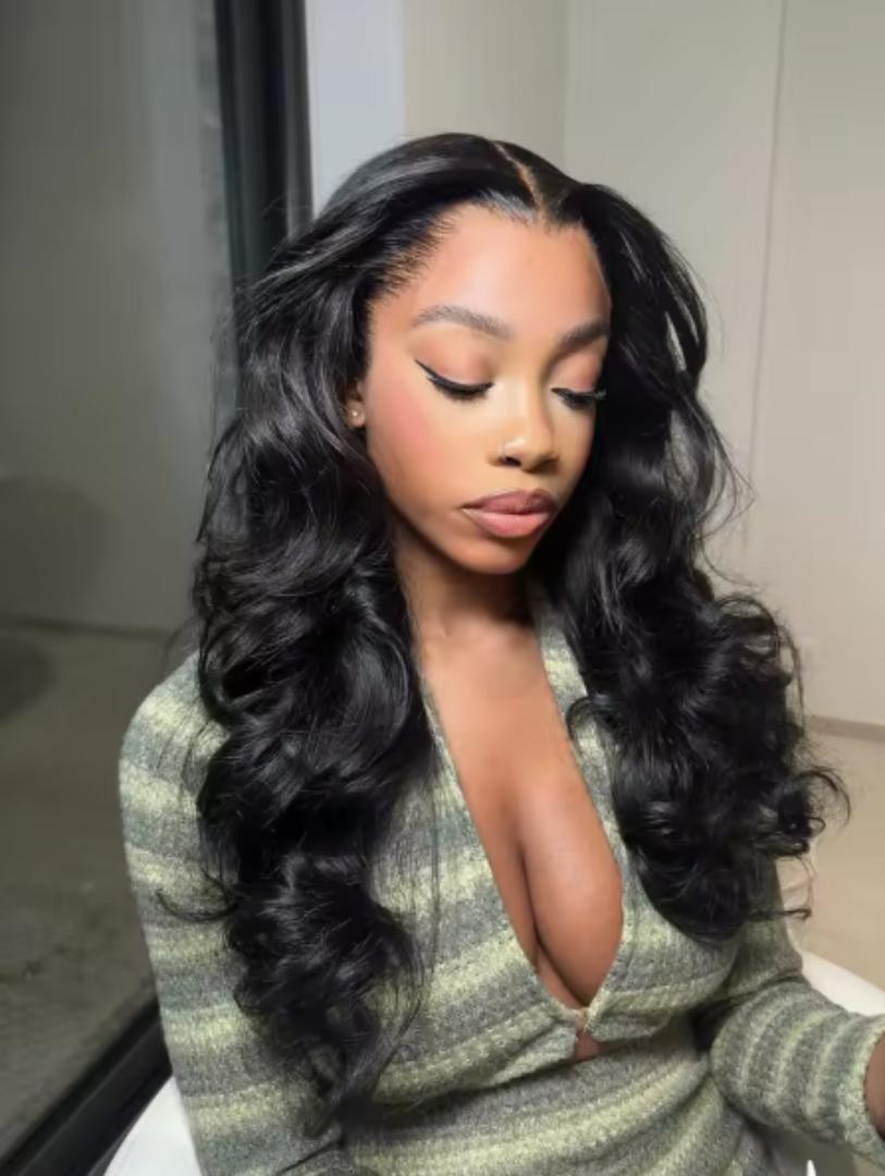 22 Inch Body Wave Lace Front Wigs  semi Human Hair 180 Density 13x4*2  Lace Frontal Wigs Pre Plucked Glueless  Wig with Baby Hair Body Wave wigs for Women Natural Black