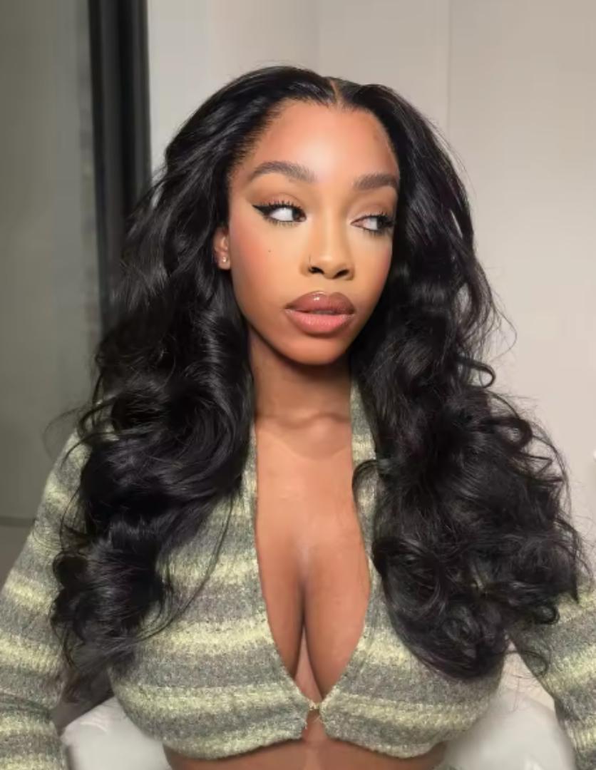 22 Inch Body Wave Lace Front Wigs  semi Human Hair 180 Density 13x4*2  Lace Frontal Wigs Pre Plucked Glueless  Wig with Baby Hair Body Wave wigs for Women Natural Black